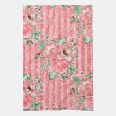 Waterverf Roze Rozen & Glitter Strepen Theedoek (Verticaal)