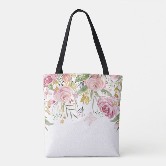 Waterverf Roze Rozen Greenery Bride Tas (Achterkant)