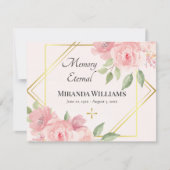 Waterverf Roze Rozen Grieks-orthodoxe begrafenis Bedankkaart (Voorkant)