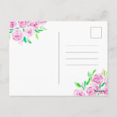 Waterverf Roze Rozen Groene bladeren Moederdag Briefkaart (Achterkant)