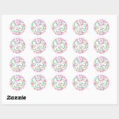 Waterverf Roze Rozen Groene bladeren Moederdag Ronde Sticker (Vel)