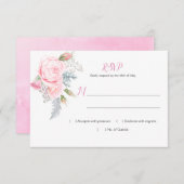 Waterverf Roze Rozen Hydrangeas Groen RSVP (Voorkant / Achterkant)