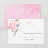 Waterverf Roze Rozen Hydrangeas Groen RSVP Kaartje (Voorkant / Achterkant)