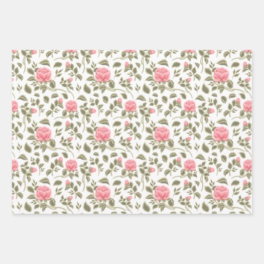  Waterverf Roze rozen Inpakpapier Vel (Voorkant 2)