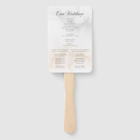 Waterverf Roze Rozen & Kalligrafie Programma Handwaaier (Achterkant)