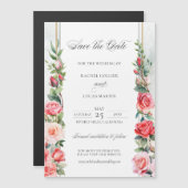 Waterverf Roze Rozen & Kalligrafie Save the Date (Voorkant / Achterkant)