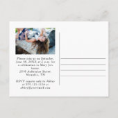 Waterverf Roze Rozen Lijst Twee Foto Afstuderen Aankondigingskaart (Achterkant)