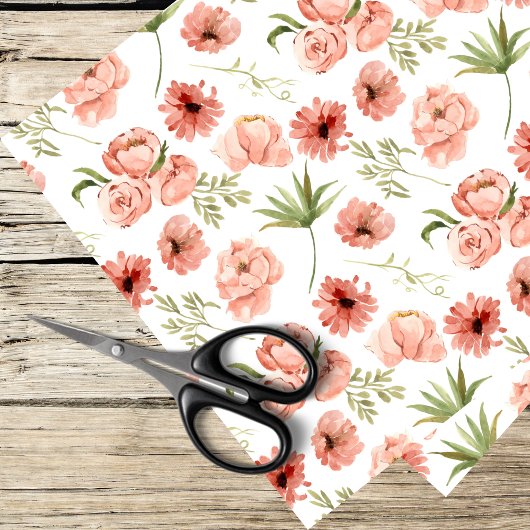 waterverf roze rozen, madeliefjes tissuepapier