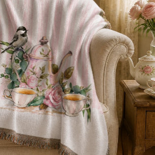 Waterverf Roze Rozen Middagthee voor Twee Deken
