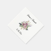 Waterverf Roze Rozen Naam Zwart Minimalist Servet (Hoek)