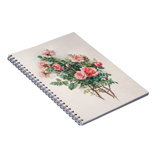 Waterverf Roze rozen Notitieboek (Rechterzijde)