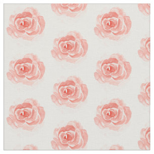  Waterverf Roze rozen op wit Stof