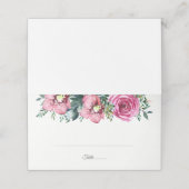 Waterverf roze rozen orchideeën bloemenbruiloft plaatskaartje (Buitenkant ongevouwen)