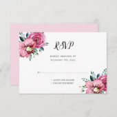 Waterverf Roze Rozen Orchideeën Bruiloft RSVP Kaartje (Voorkant / Achterkant)