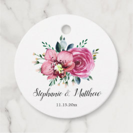 Waterverf Roze Rozen Orchideeën Foliage Bruiloft Bedankjes Labels