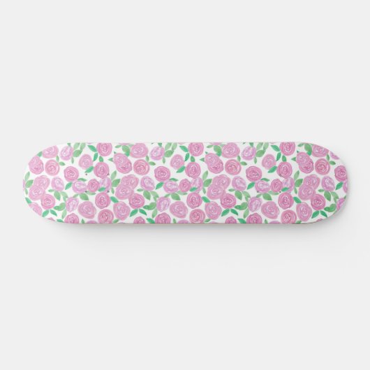 Waterverf, roze rozen persoonlijk skateboard (Horizontaal)