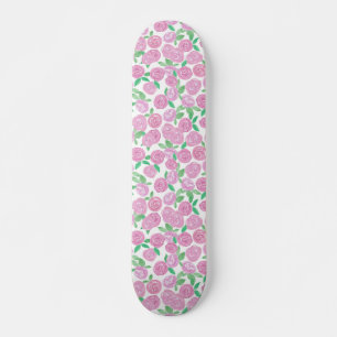 Waterverf, roze rozen persoonlijk skateboard