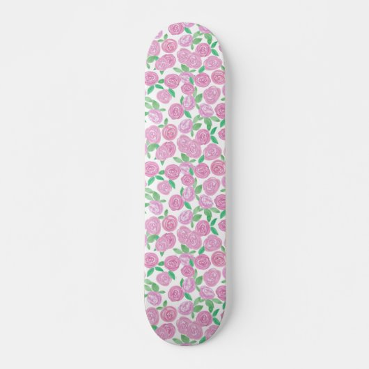 Waterverf, roze rozen persoonlijk skateboard (Voorkant)