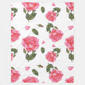 Waterverf roze rozen petals en lederen patroon fleece deken (Voorkant)
