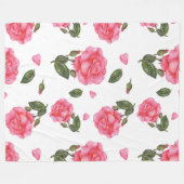 Waterverf roze rozen petals en lederen patroon fleece deken (Voorkant (Horizontaal))