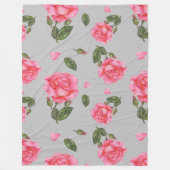 Waterverf roze rozen petals en lederen patroon fleece deken (Voorkant)