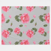 Waterverf roze rozen petals en lederen patroon fleece deken (Voorkant (Horizontaal))