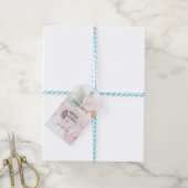 Waterverf Roze Rozen Pioen Dank Geschenk Cadeaulabel (Met Touw)