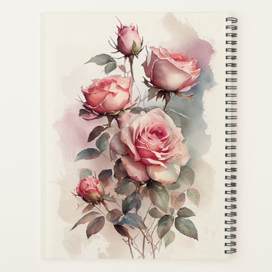 Waterverf Roze rozen Planner (Achterkant)