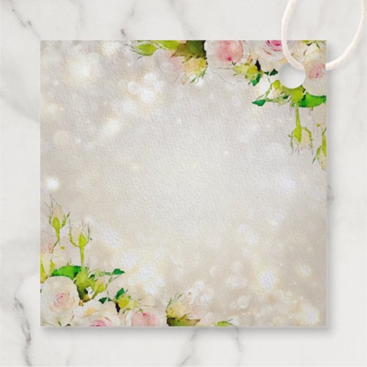 Waterverf roze rozen Quinceañera Bedankjes Labels (Achterkant)