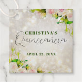 Waterverf roze rozen Quinceañera Bedankjes Labels (Voorkant)