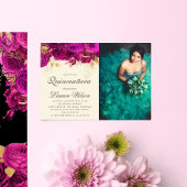 Waterverf Roze Rozen Quinceanera Fotouitnodiging Kaart