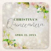 Waterverf roze rozen Quinceañera Kartonnen Onderzetters (Voorkant)