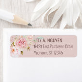 Waterverf Roze Rozen retouradres Etiket (Insitu)