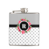 Waterverf roze rozen rode papavers met een groot m heupfles (Voorkant)