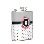 Waterverf roze rozen rode papavers met een groot m heupfles (Rechts)