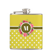 Waterverf roze rozen rode papavers met een groot m heupfles (Voorkant)