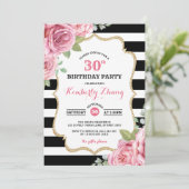 Waterverf roze rozen / Romantic Paris Birthday Kaart (Staand voorkant)