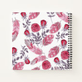 Waterverf roze rozen veren wit notitieboek (Achterkant)
