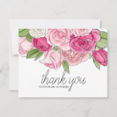 Waterverf roze rozen Vrijgezellenfeest Hartelijk d Bedankkaart (Voorkant)