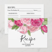 Waterverf Roze Rozen Vrijgezellenfeest Recept Kaar Briefkaart (Voorkant / Achterkant)