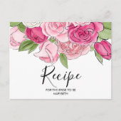 Waterverf Roze Rozen Vrijgezellenfeest Recept Kaar Briefkaart (Voorkant)