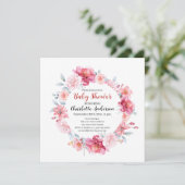 Waterverf Roze Rozen Wildflower Boho Baby shower Kaart (Staand voorkant)