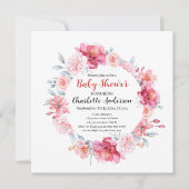 Waterverf Roze Rozen Wildflower Boho Baby shower Kaart (Voorkant)