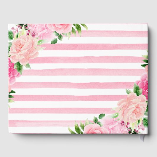 Waterverf Roze Rozen Zomerbloemen Bruiloft Gastenboek (Achterkant)