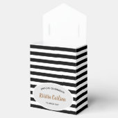 Waterverf roze rozen zwarte strepen patroon bedankdoosjes (Geopend)