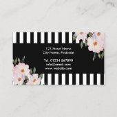 Waterverf roze rozen zwarte witte strepen schilder visitekaartje (Achterkant)