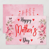 Waterverf Roze Rozenbloem Moederdag Artistiek Feestdagenkaart (Voorkant / Achterkant)