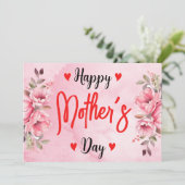 Waterverf Roze Rozenbloem Moederdag Artistiek Feestdagenkaart (Staand voorkant)