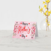 Waterverf Roze Rozenbloem Moederdag Artistiek Kaart (Gele Bloem)