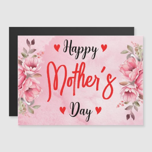 Waterverf Roze Rozenbloem Moederdag Kaart (Voorkant / Achterkant)